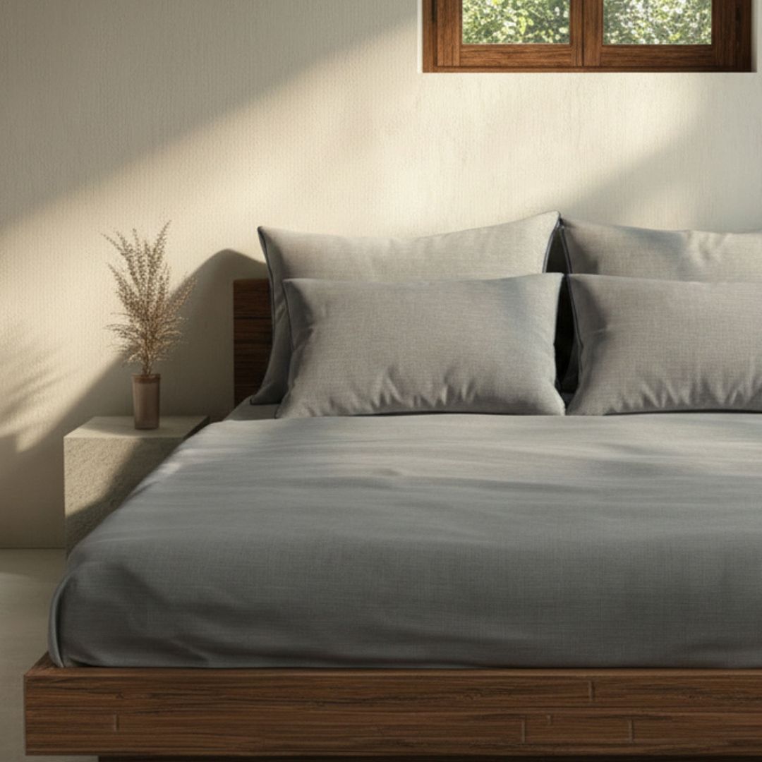 Pebble Gray Linen Bedsheet Set
