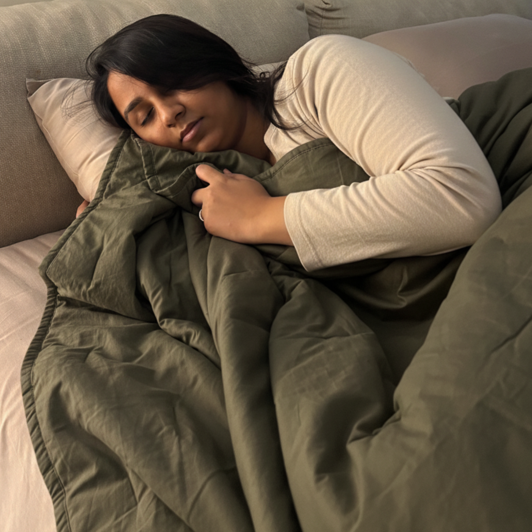 Moss Olive Percale Cooling Quilt