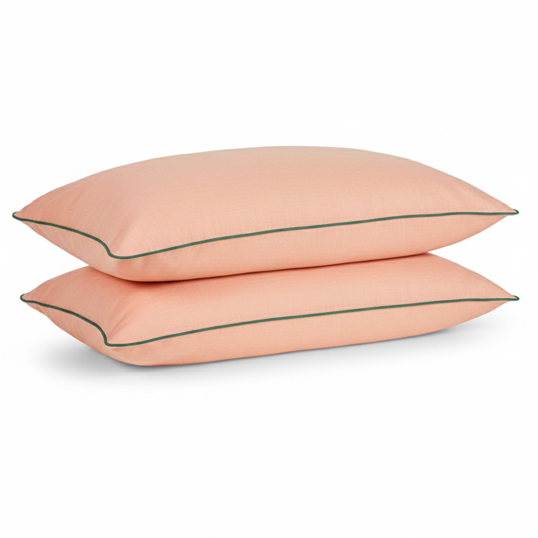 Apricot Pink Linen Pillow Cases (Set of 2)