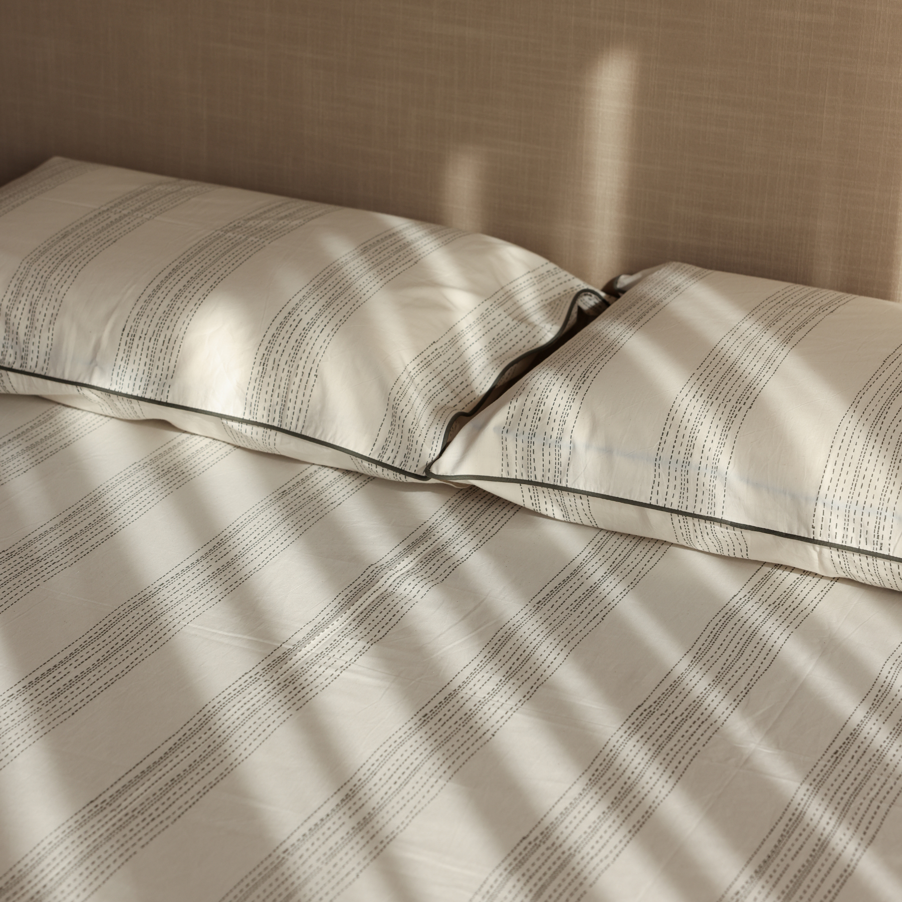 Willow Green Block Printed Percale Bedsheet Set