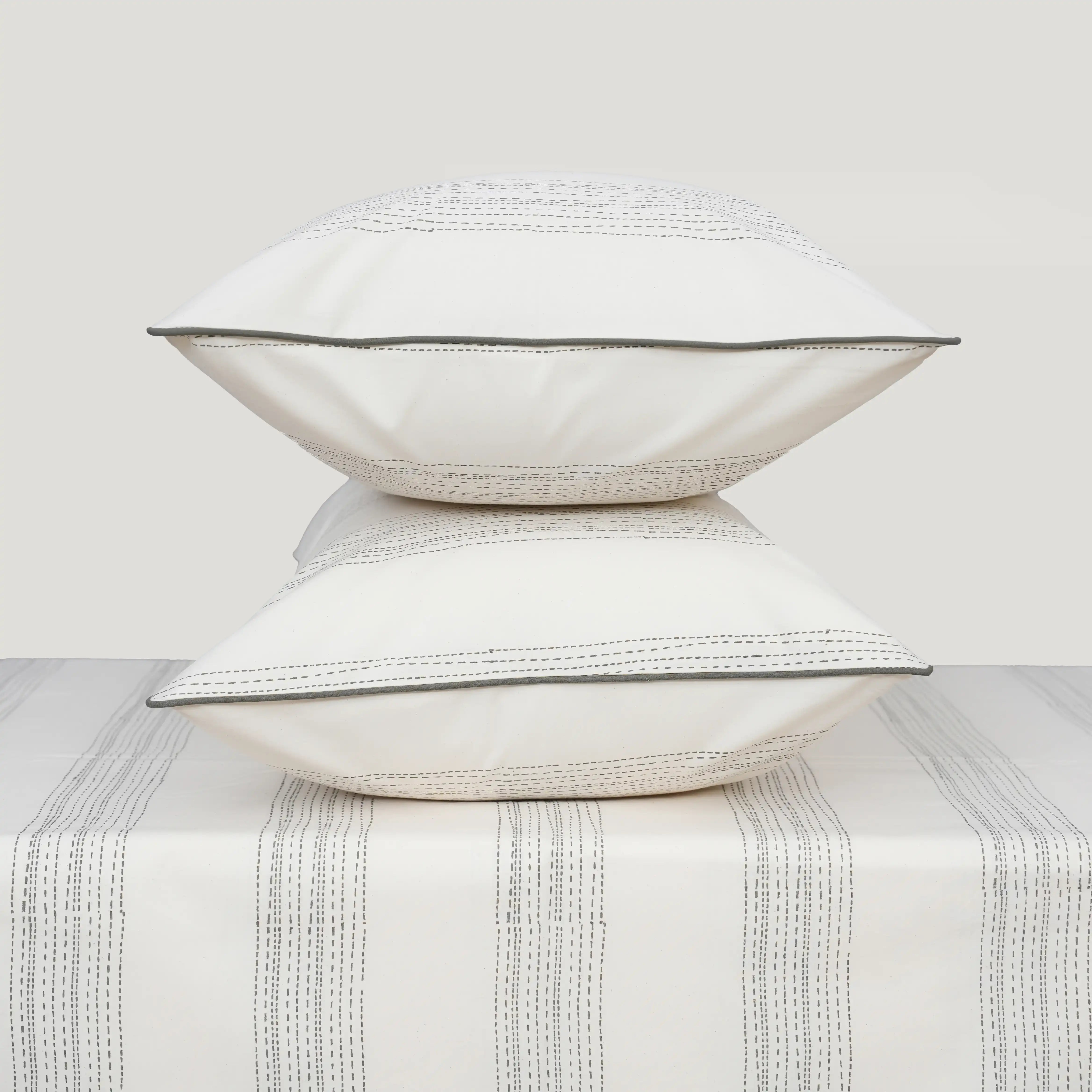 Willow Green Block Printed Percale Bedsheet Set