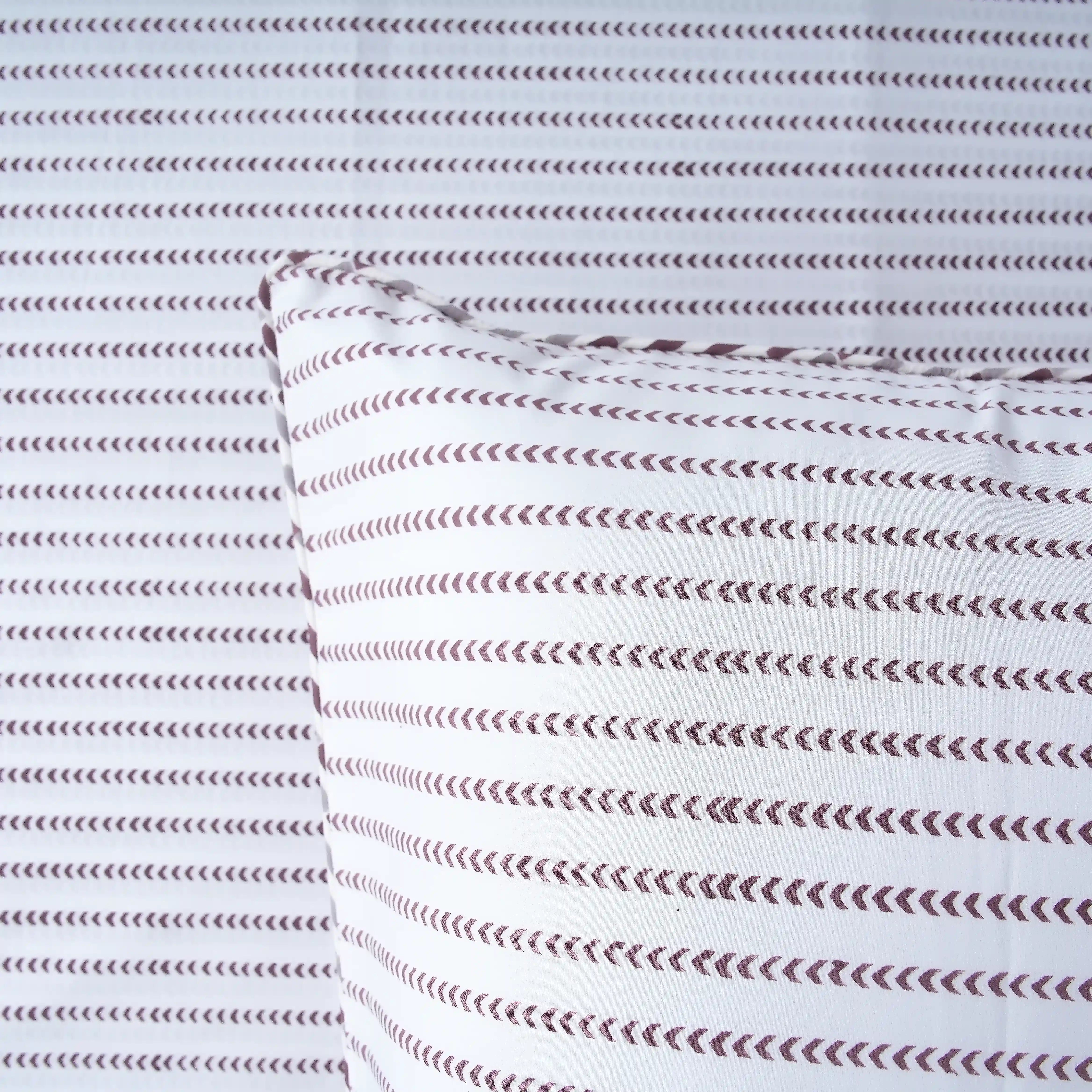 Mauve Echo Block Printed Percale Bedsheet Set