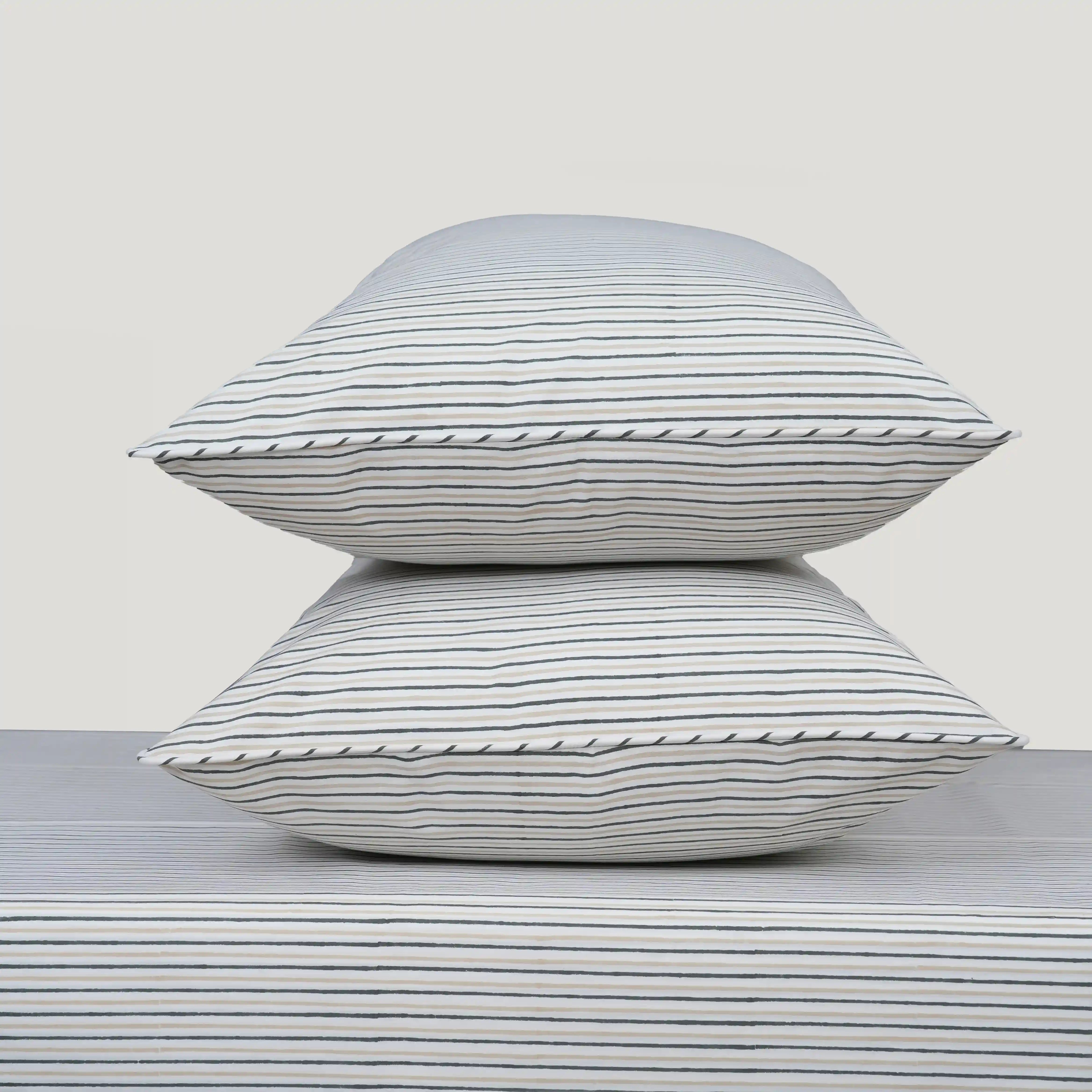 Meadow Greens Block Printed Percale Bedsheet Set