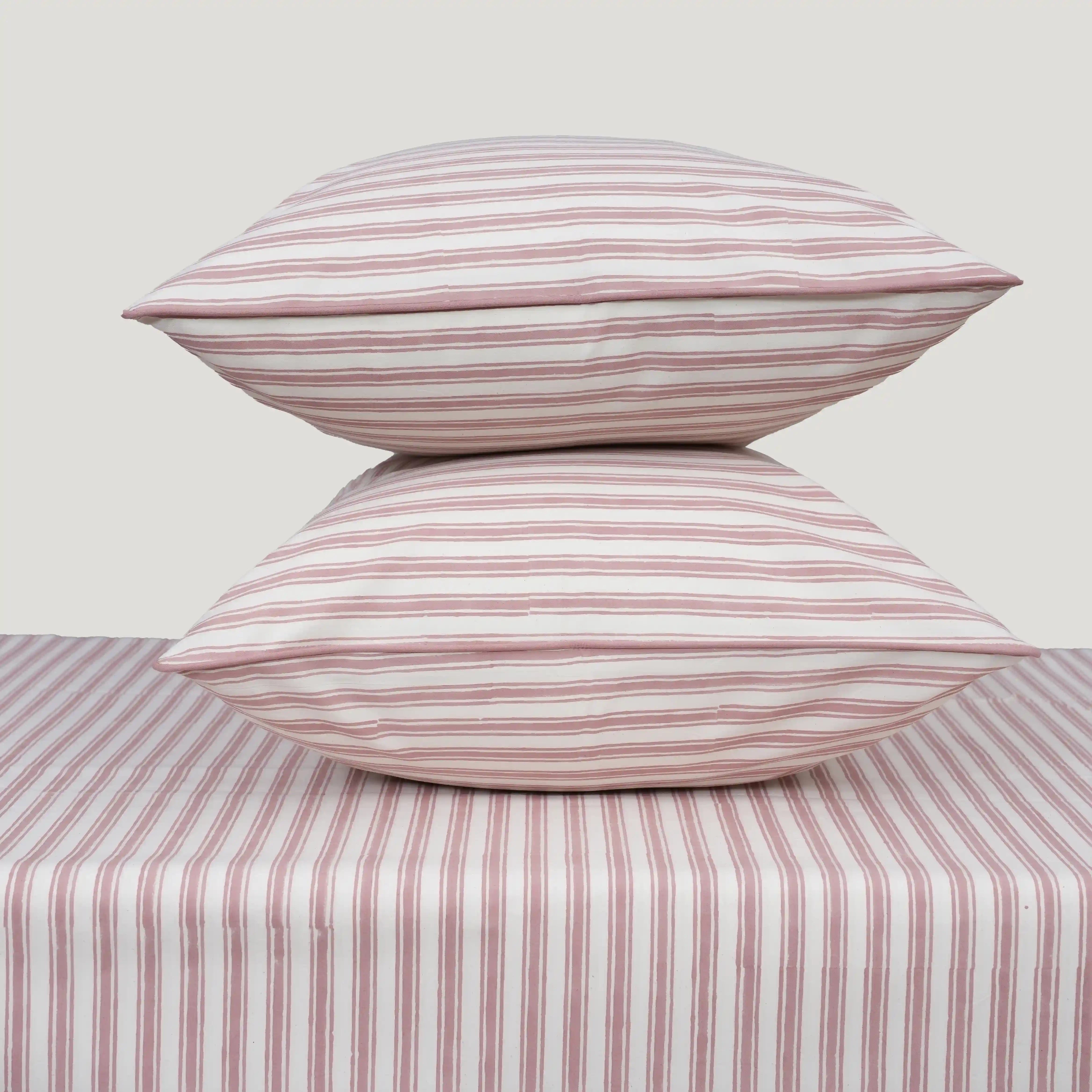 Vintage AshRose Block Printed Percale Bedsheet Set