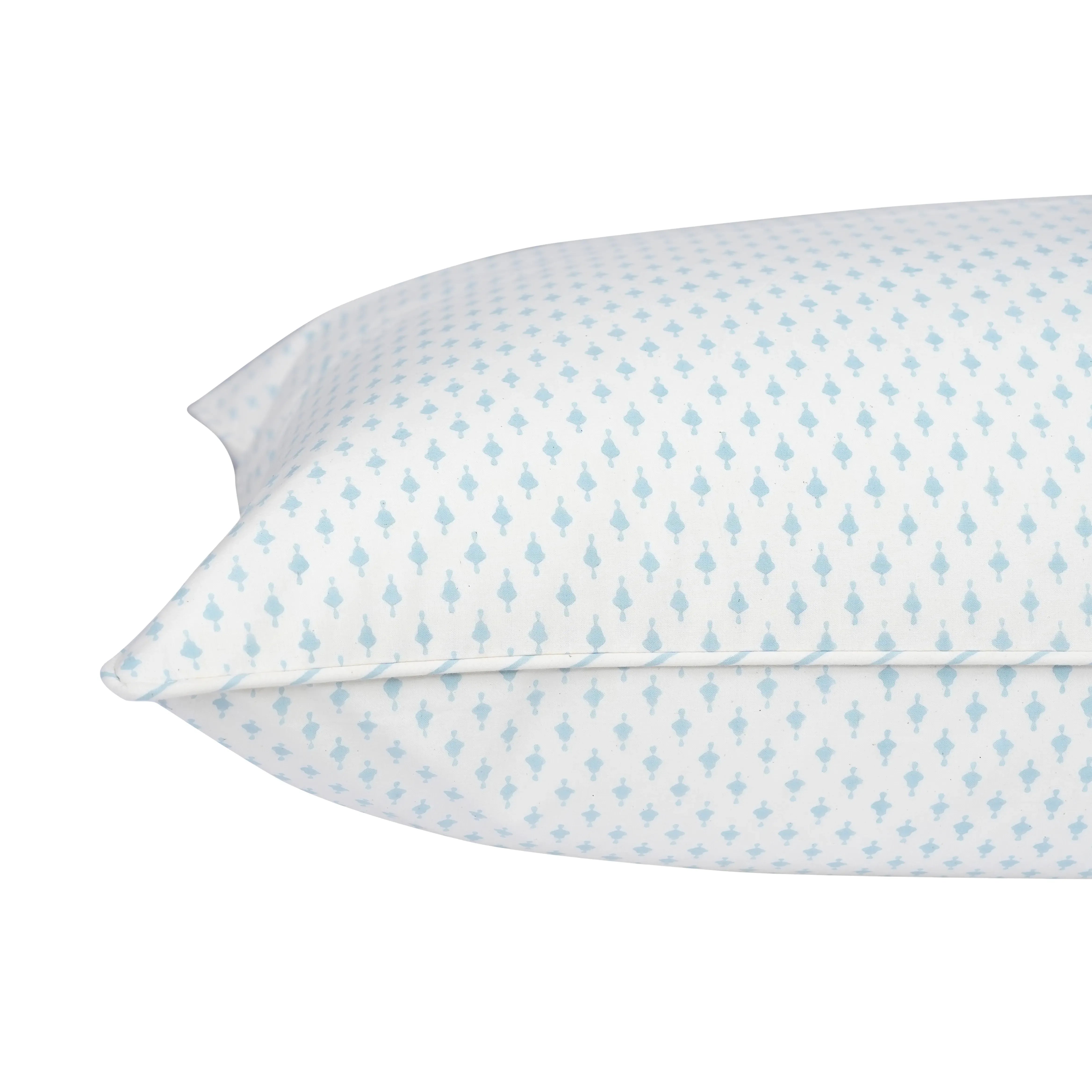 Azure Blue Block Printed Percale Bedsheet Set