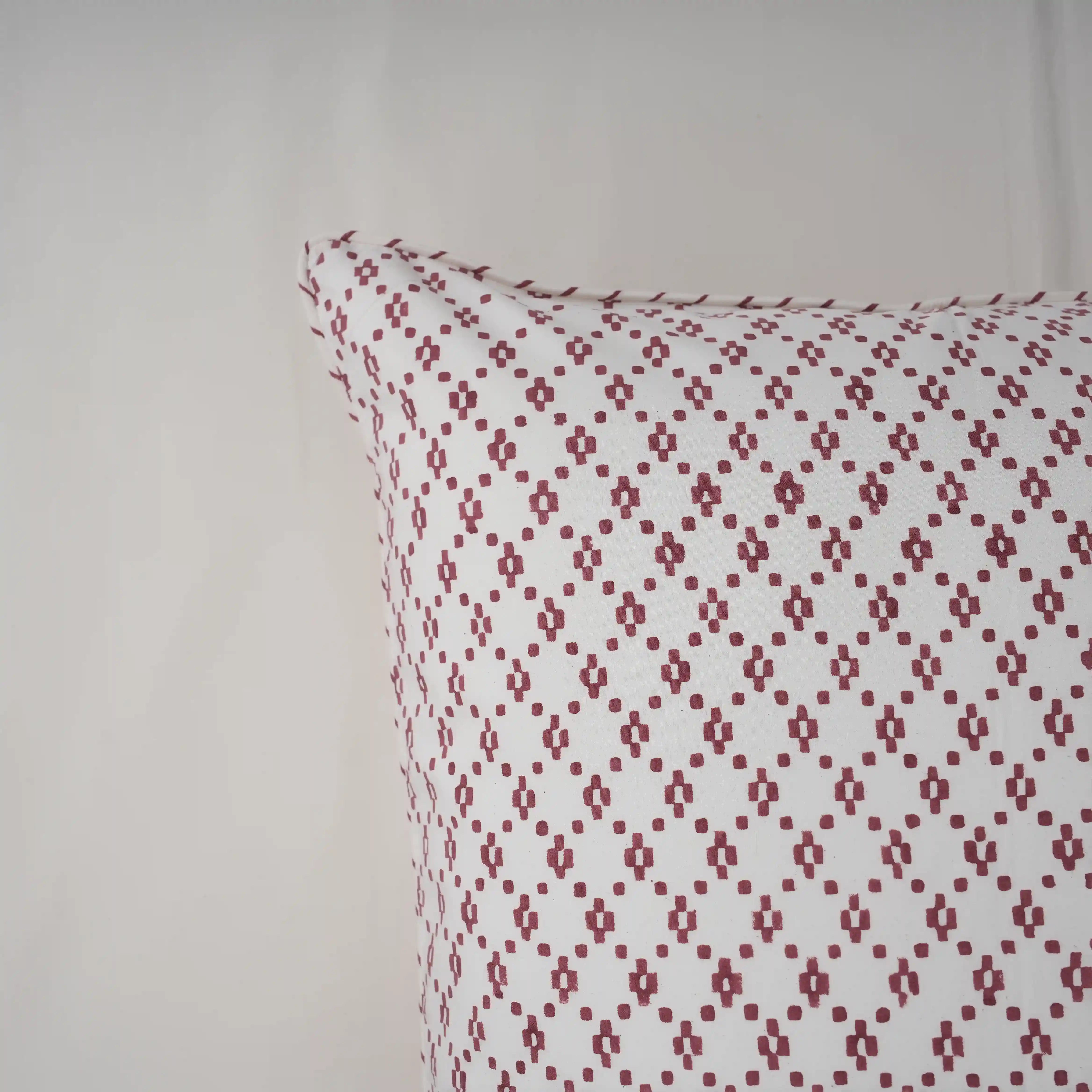 Crimson Lattice Block Printed Percale Bedsheet Set