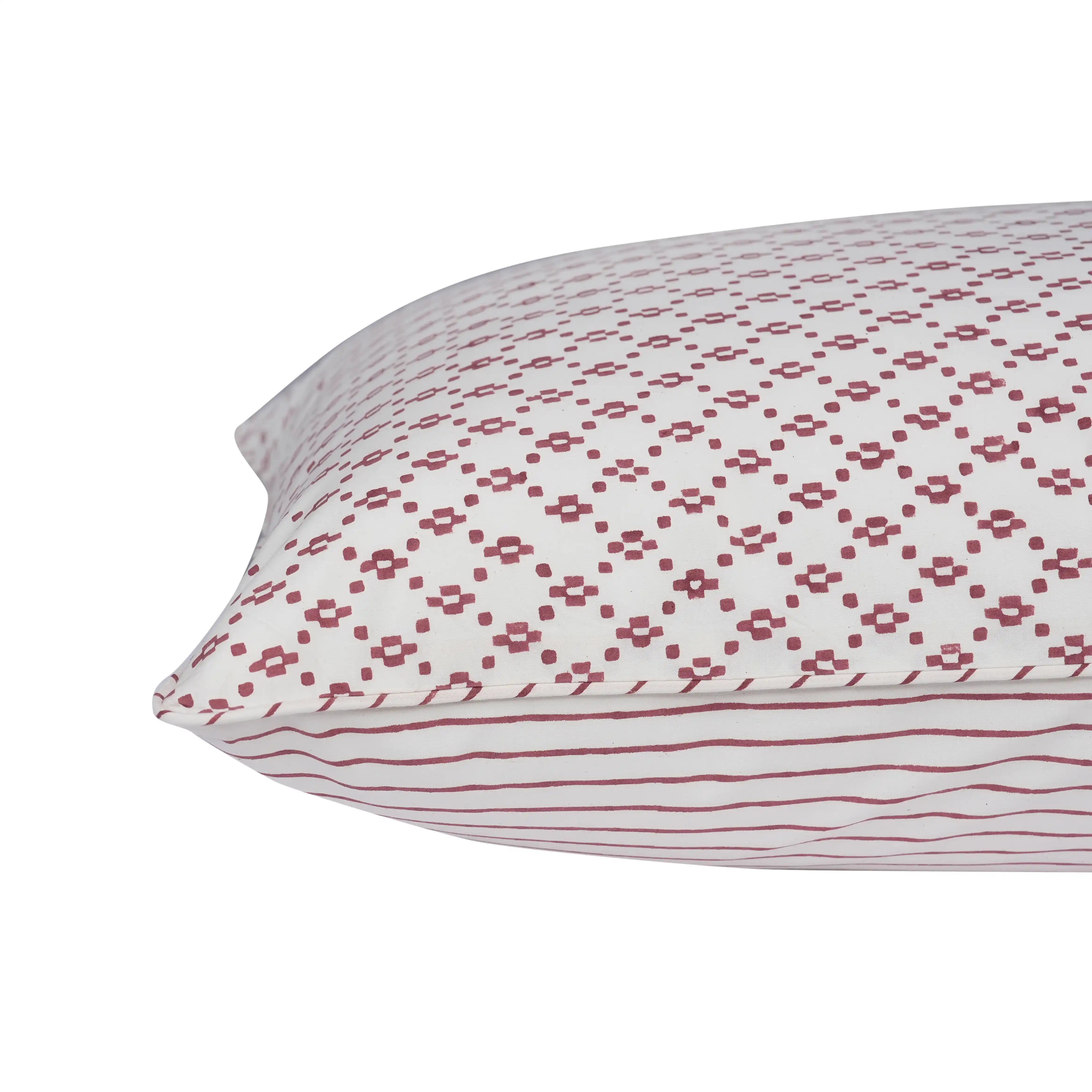 Crimson Lattice Block Printed Percale Bedsheet Set