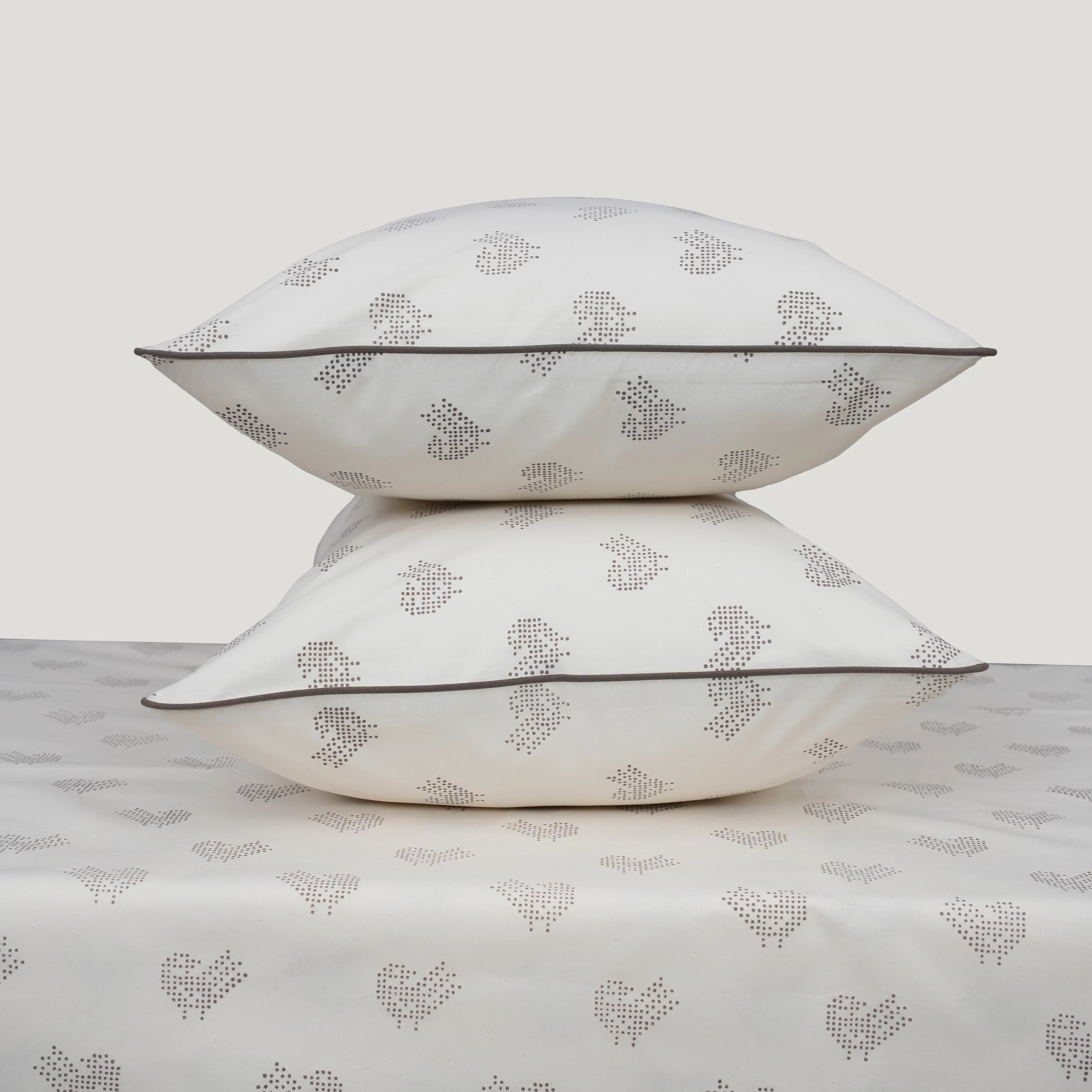 Brown Sparrow Block Printed Percale Bedsheet Set