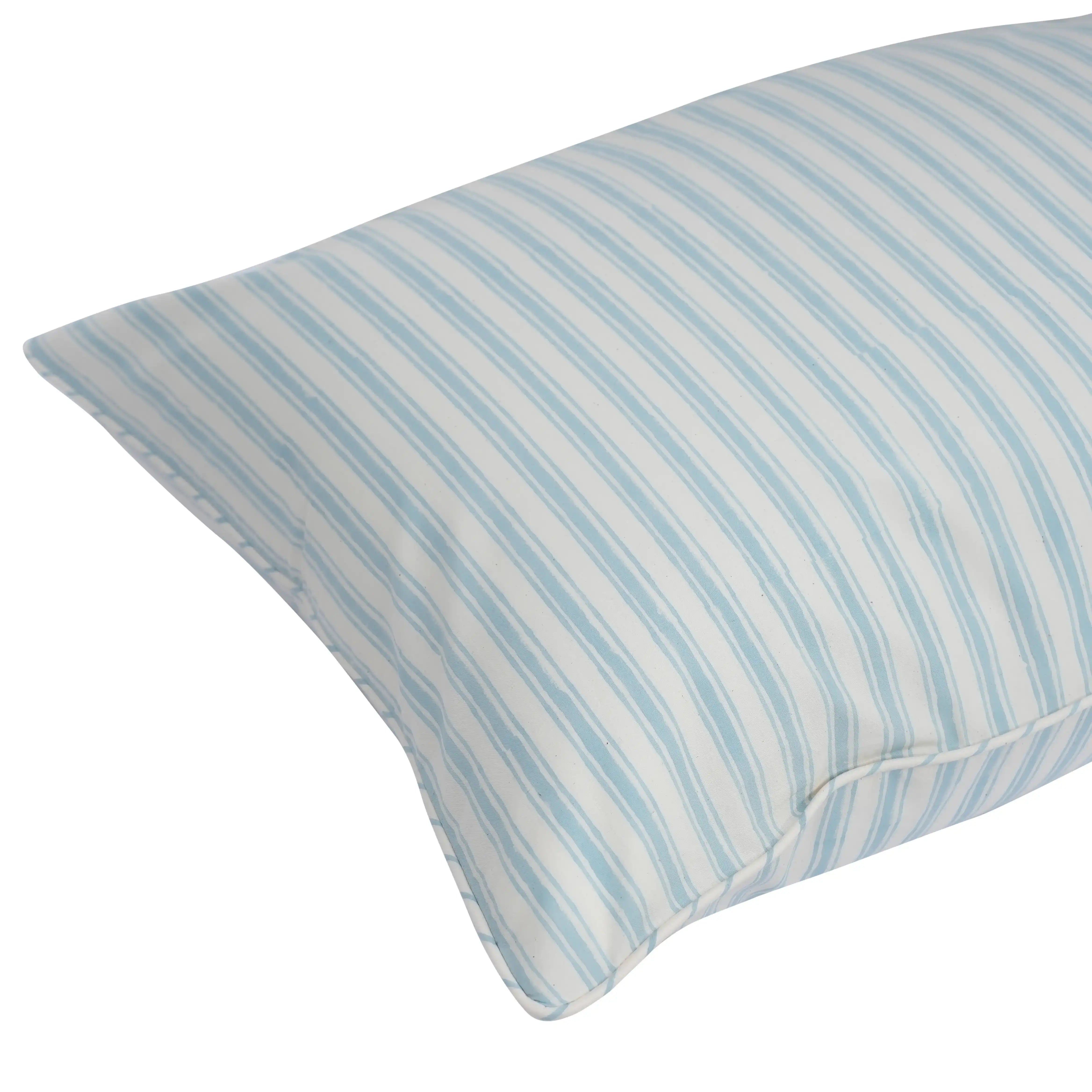Celeste Blue Block Printed Percale Pillow Cases (Set of 2)