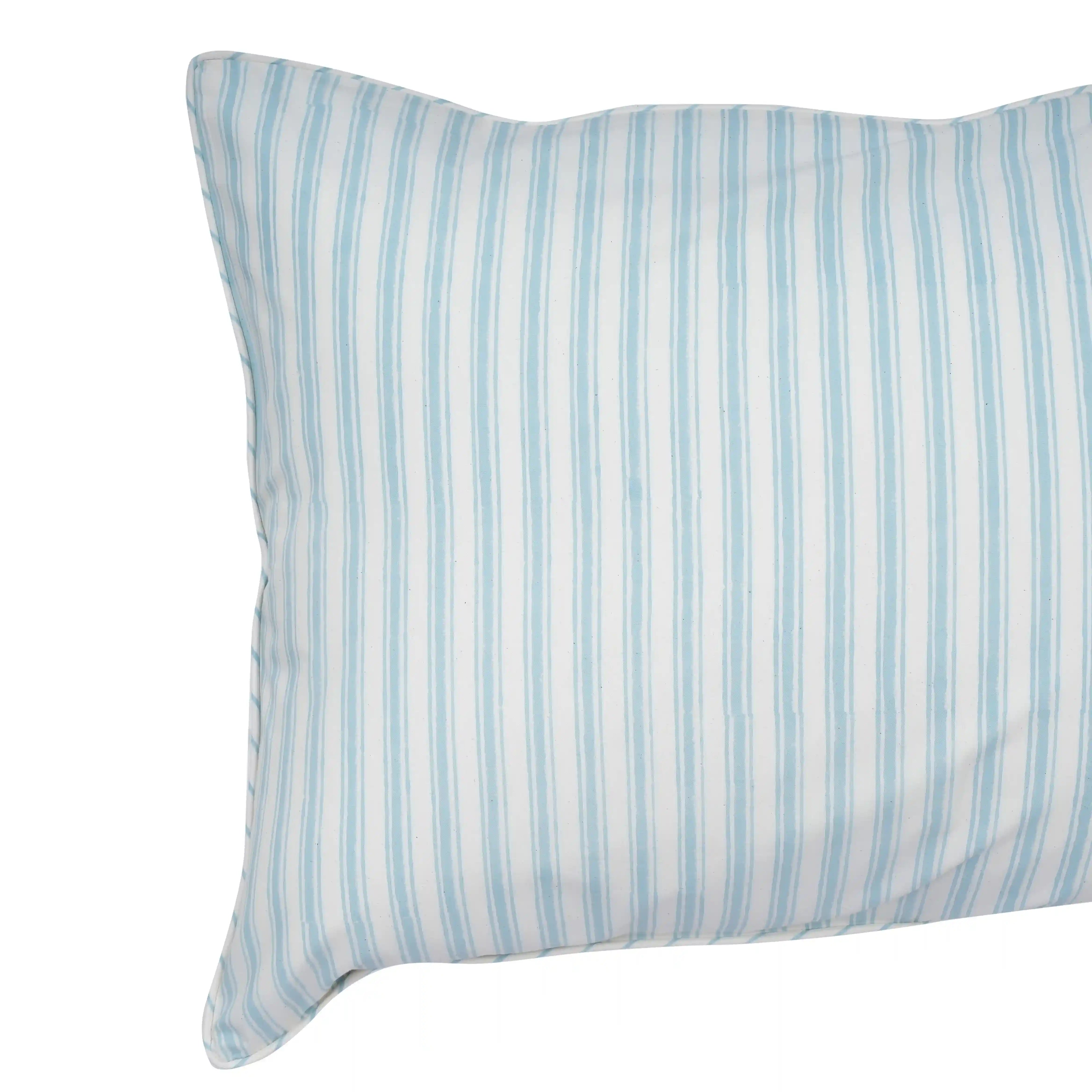 Celeste Blue Block Printed Percale Pillow Cases (Set of 2)