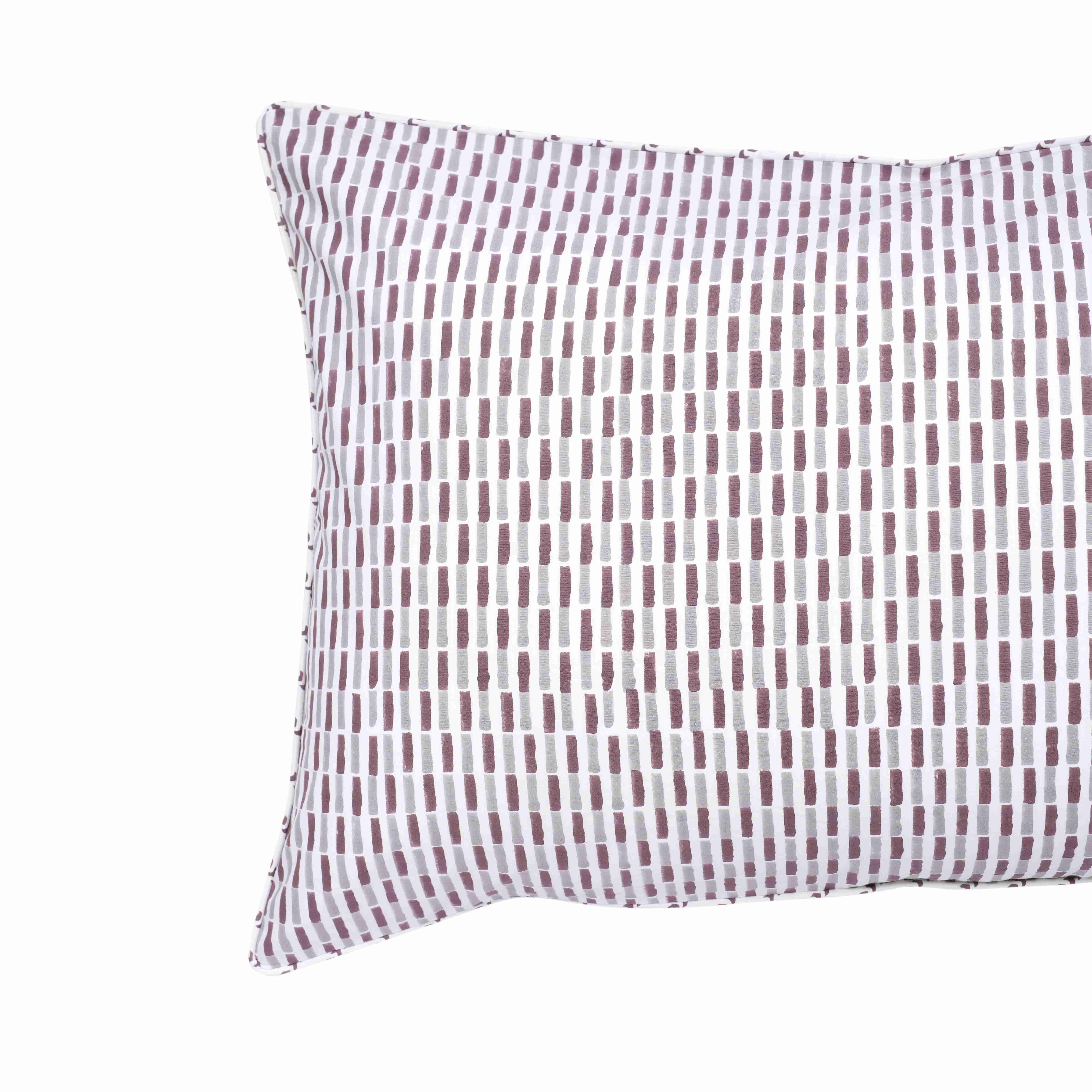 Plum Grid Block Printed Percale Pillow Cases (Set of 2)