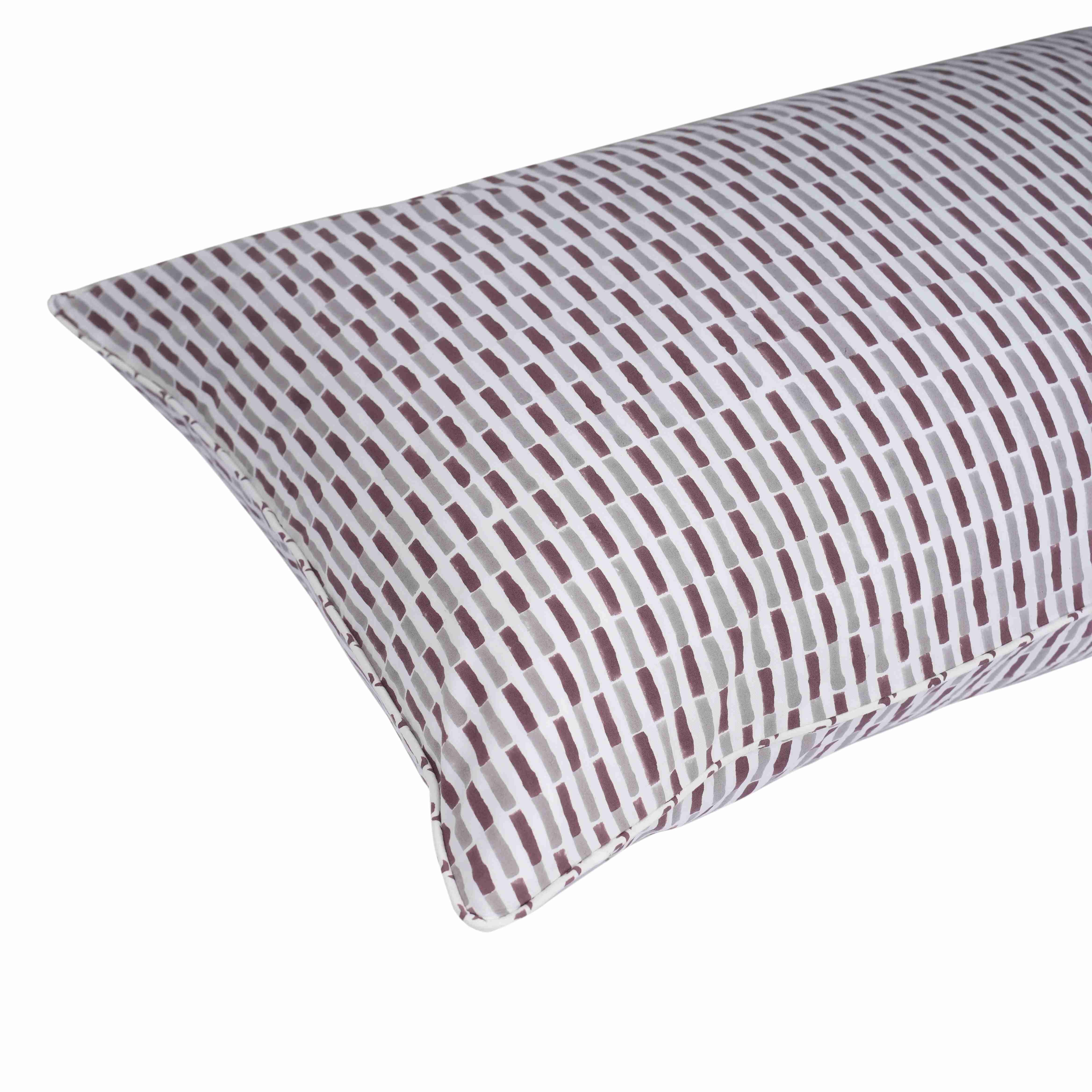 Plum Grid Block Printed Percale Pillow Cases (Set of 2)