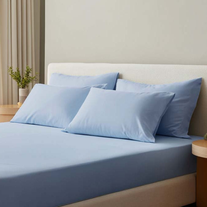 Blue Summer Percale Pillow Cases (Set of 2)