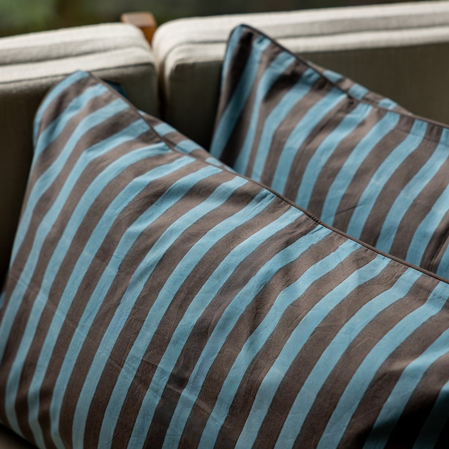 Earth & Sky Block Printed Percale Pillow Cases (Set of 2)