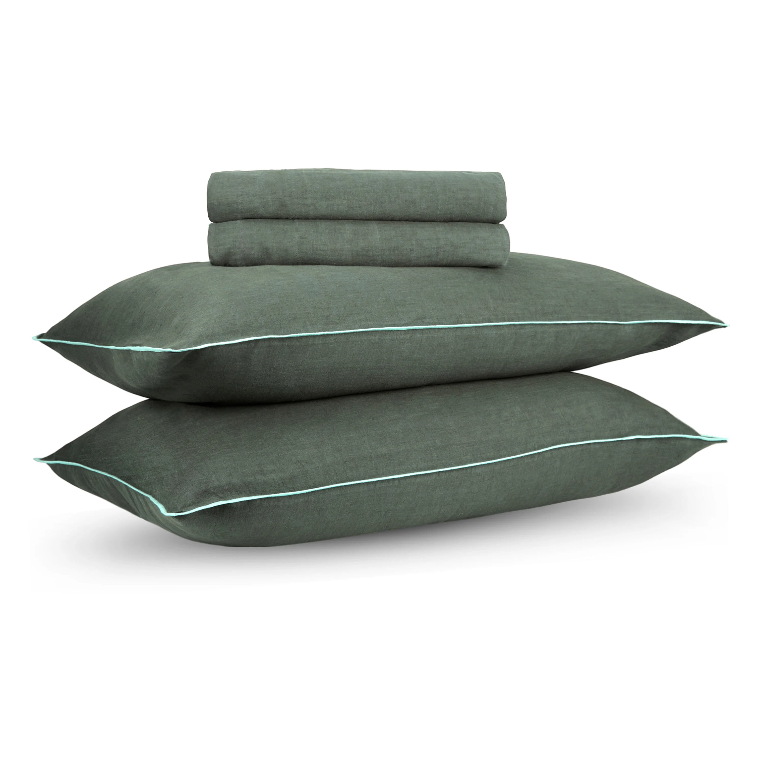 Forestwood Green Linen Bedsheet Set