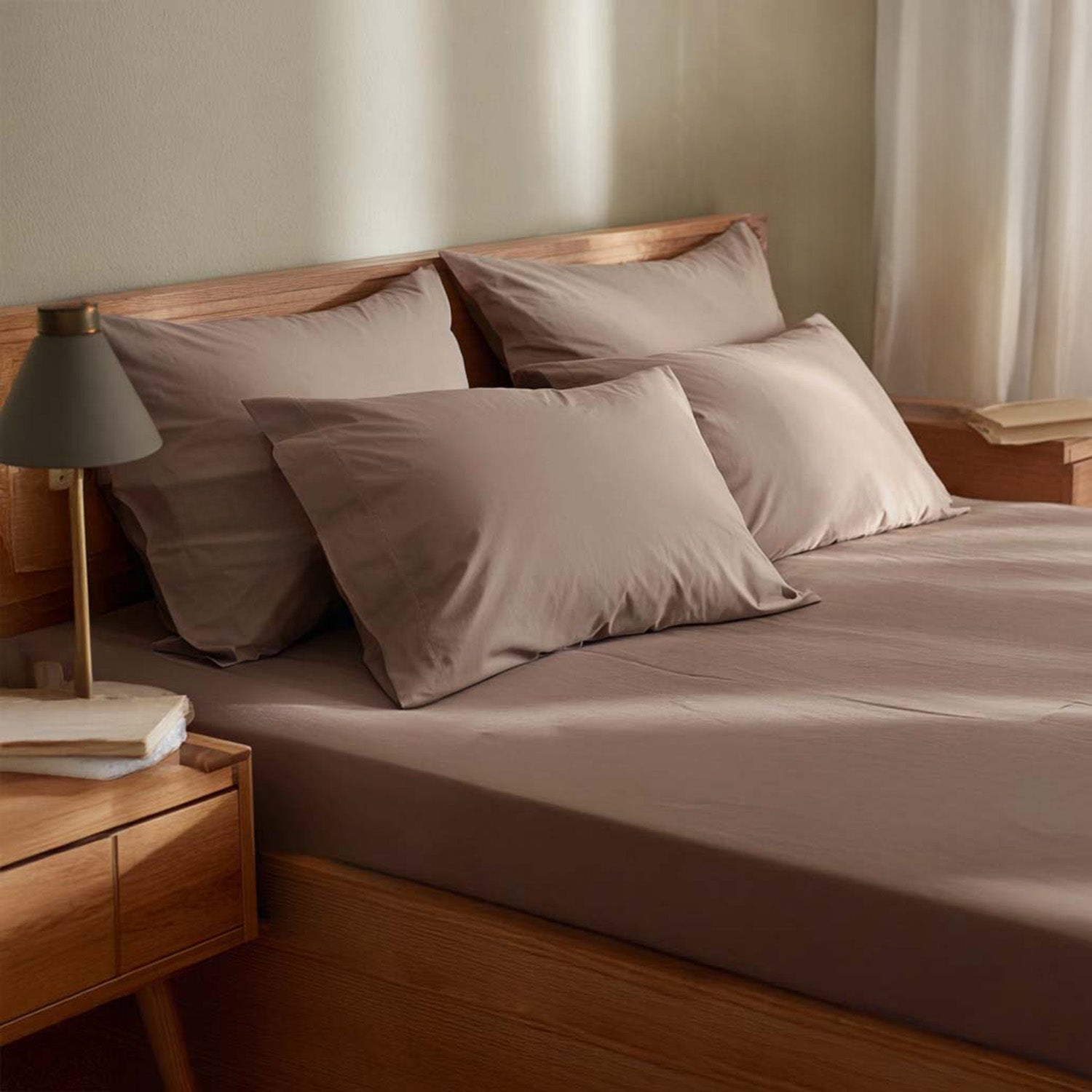 Riverbed Brown Percale Cooling Bedsheet Set