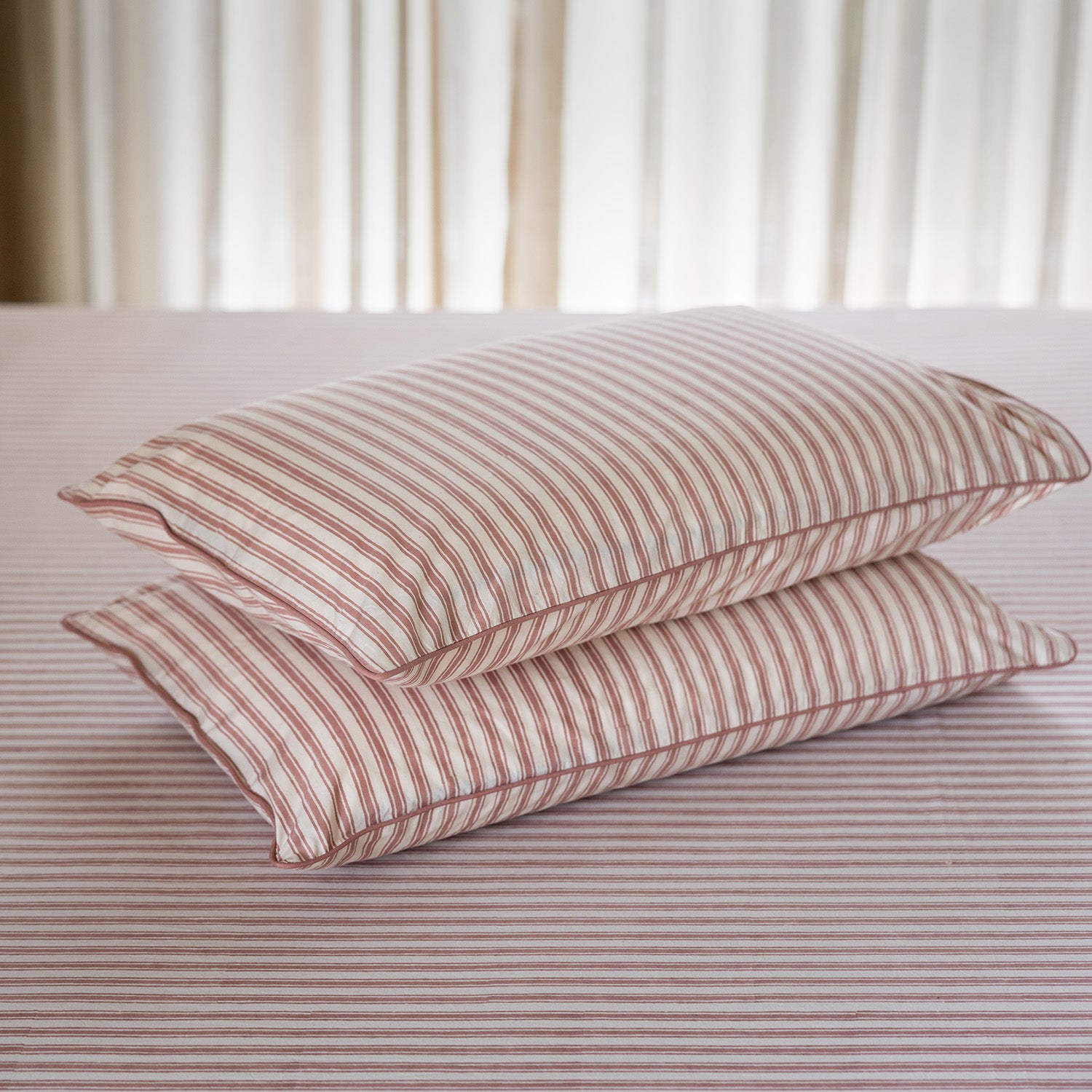 Vintage AshRose Block Printed Percale Bedsheet Set