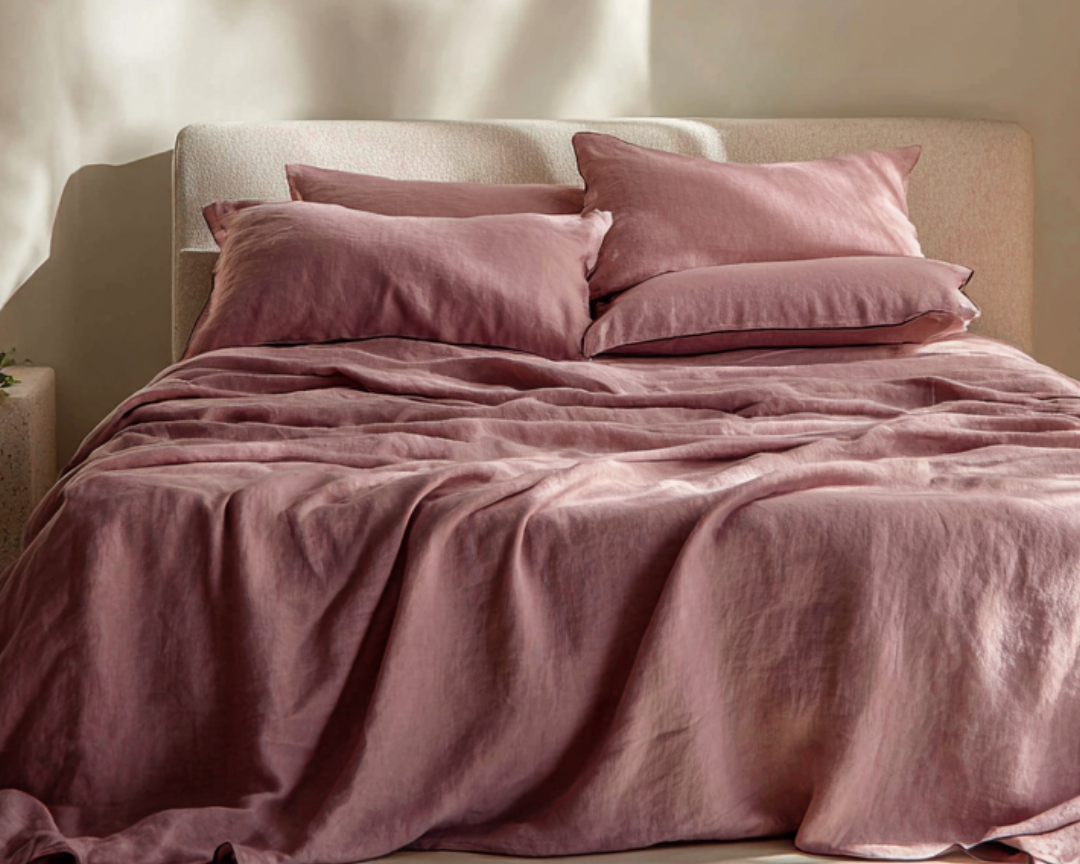 Dusty Plum Linen Bedsheet Set