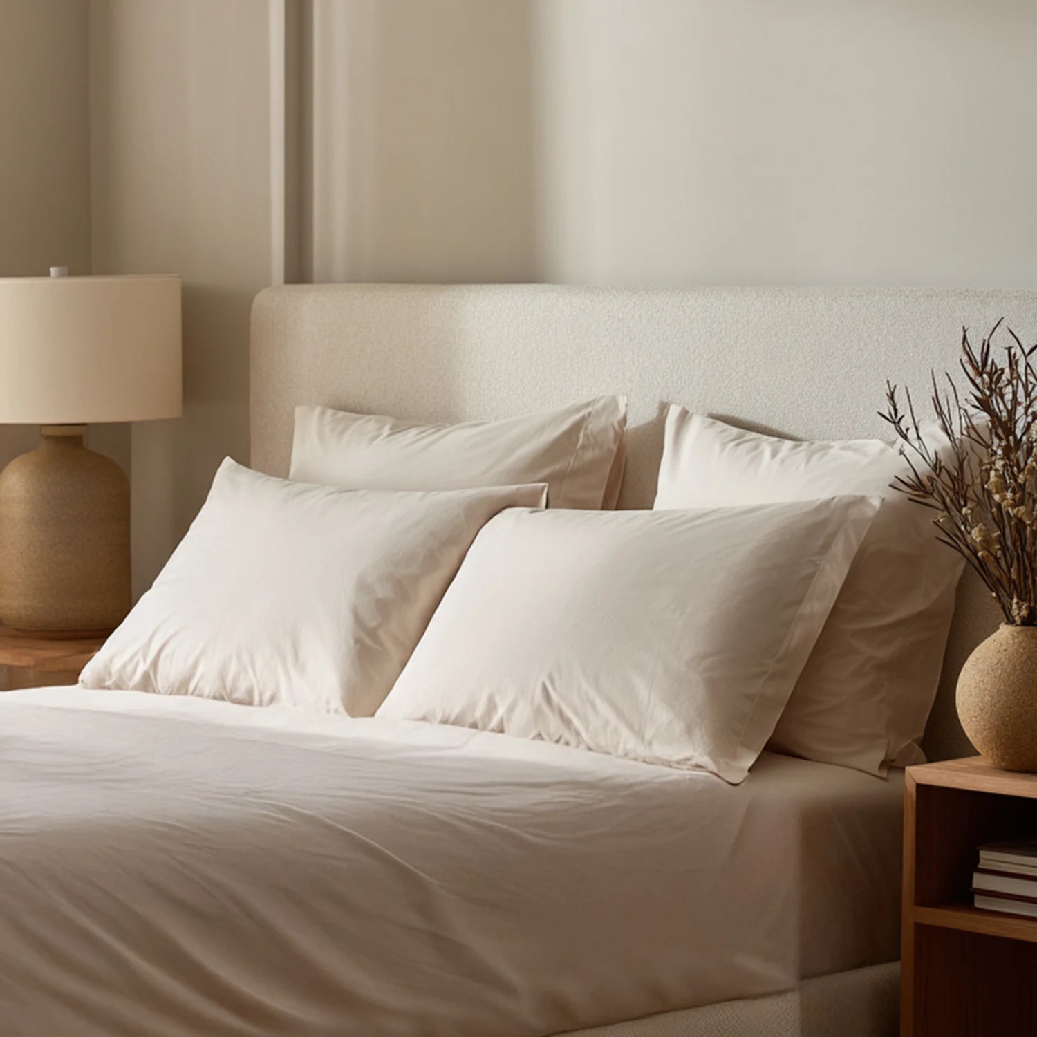 Loom Beige Percale Cooling Bedsheet Set