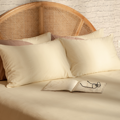Butter Yellow Percale Pillow Cases (Set of 2)
