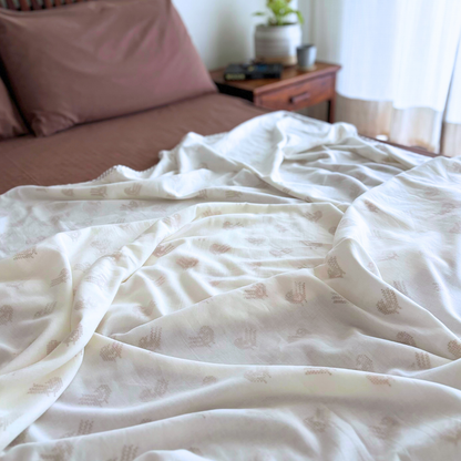 Brown Sparrow Block Printed Percale Dohar