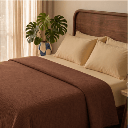 Copper Brown Cotton Gauze Light Blanket
