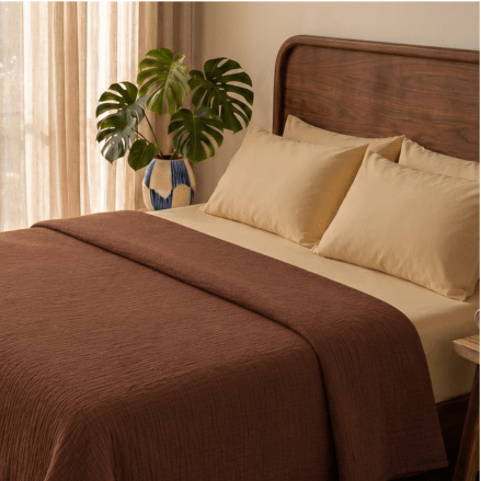 Copper Brown Cotton Gauze Light Blanket