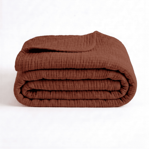 Copper Brown Cotton Gauze Light Blanket