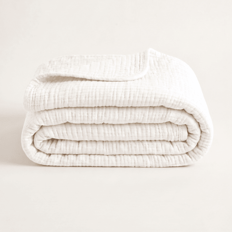 Cloud White Cotton Gauze Blanket