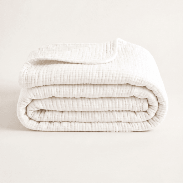 Cloud White Cotton Gauze Blanket