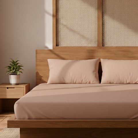 Blush Pink Percale Cooling Bedsheet Set