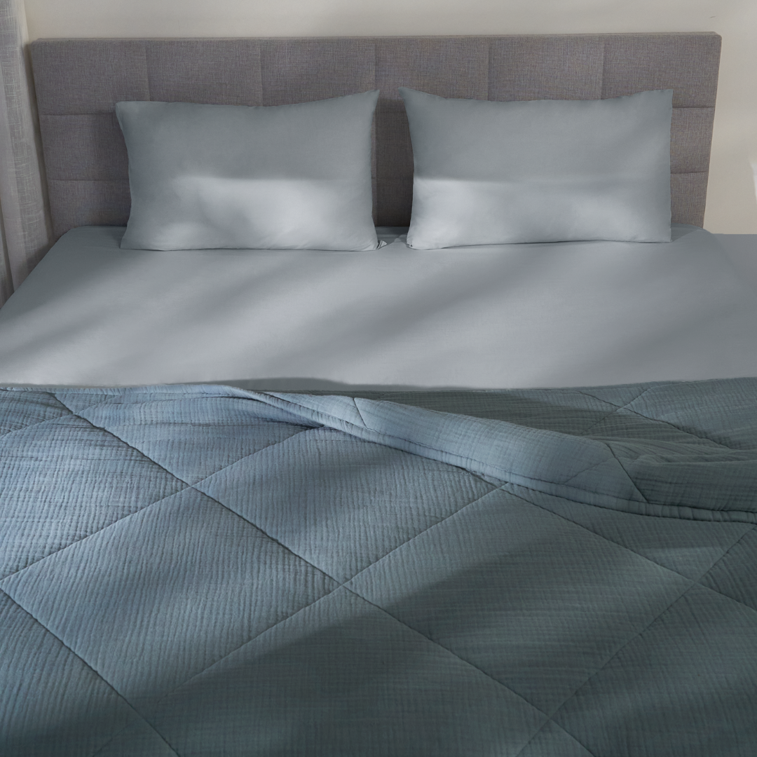 Bed In a Box - Nautical Box : Ocean Blue Quilt and Sewood Green Bedsheet Set