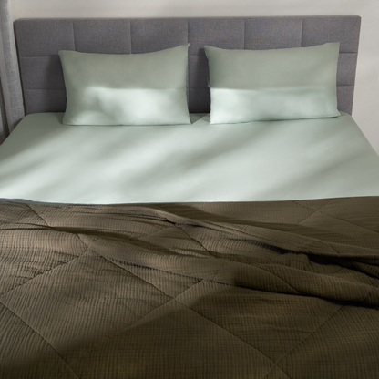 Bed In a Box - Olive Box :  Olive Grove Quilt and Greenmint Bedsheet Set