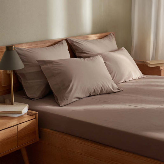 Riverbed Brown Percale Cooling Bedsheet Set