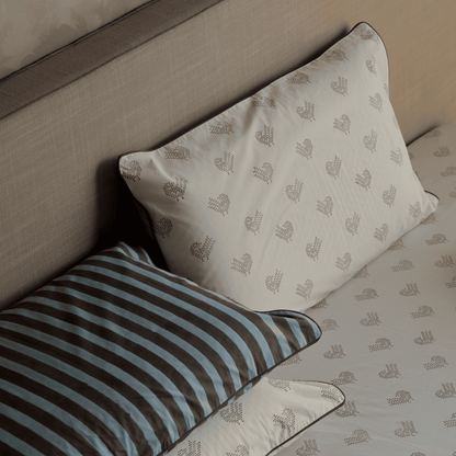Brown Sparrow Block Printed Percale Bedsheet Set