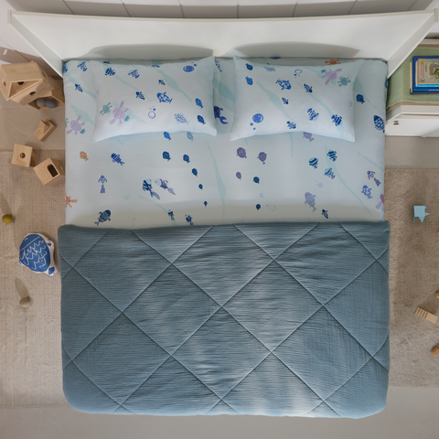 Ocean Blue Cotton Gauze Light All-Season Quilt
