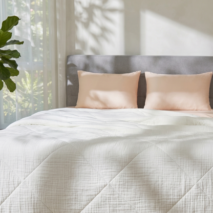 Cloud White Cotton Gauze Light Summer Quilt