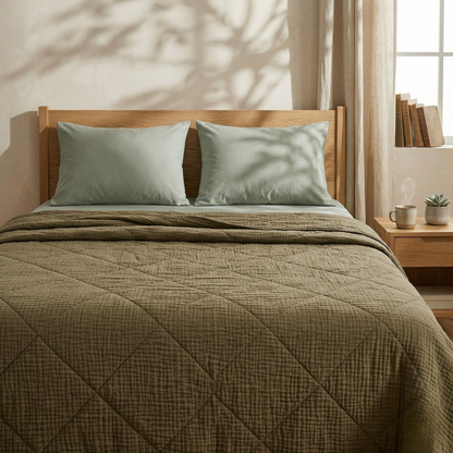 Olive Grove Cotton Gauze Light Summer Quilt