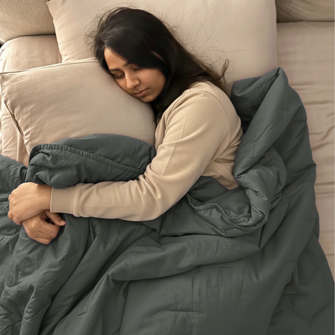 Aegean Blue Percale Cooling Quilt