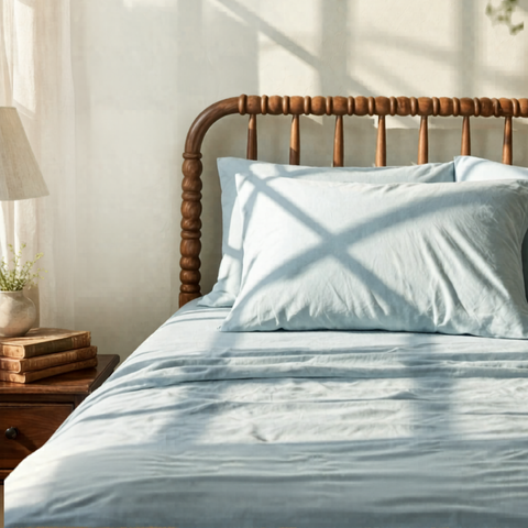 Blue Summer Percale Cooling Bedsheet Set