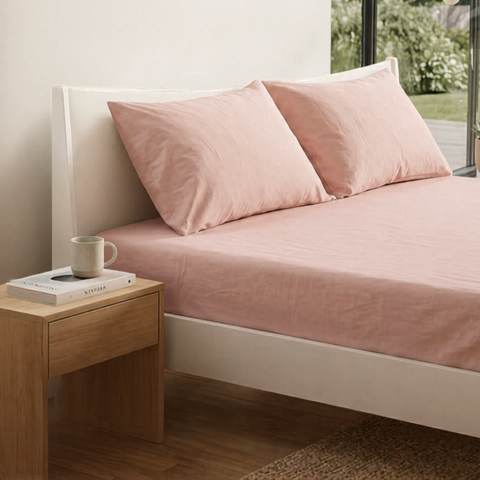 Blush Pink Percale Cooling Bedsheet Set