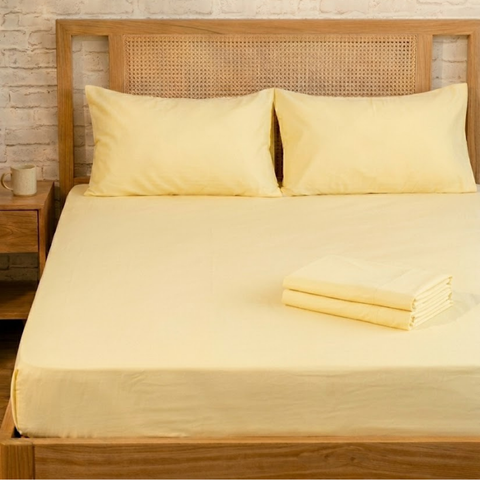 Butter Yellow Percale Cooling Bedsheet Set