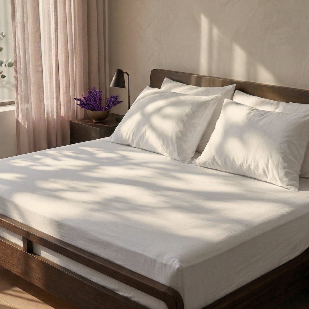 Milky White Percale Cooling Bedsheet Set