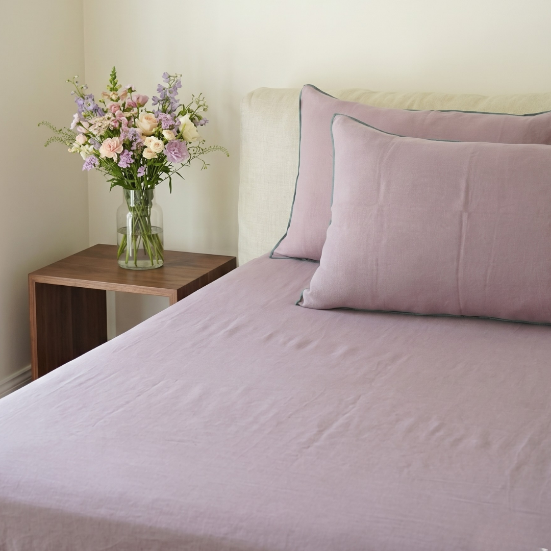 Dusty Plum Linen Bedsheet Set