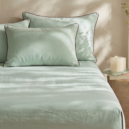 Mint Green Linen Bedsheet Set
