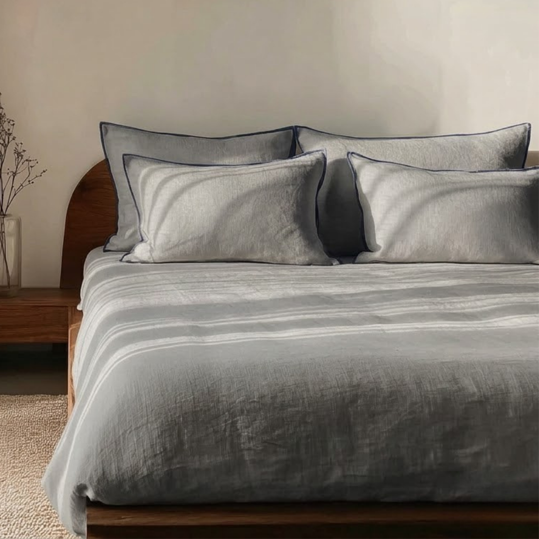Pebble Gray Linen Bedsheet Set