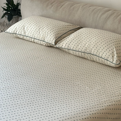 Teal Clover Block Printed Percale Bedsheet Set