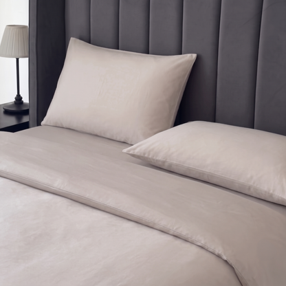 Loom Beige Percale Cotton Duvet Cover Set