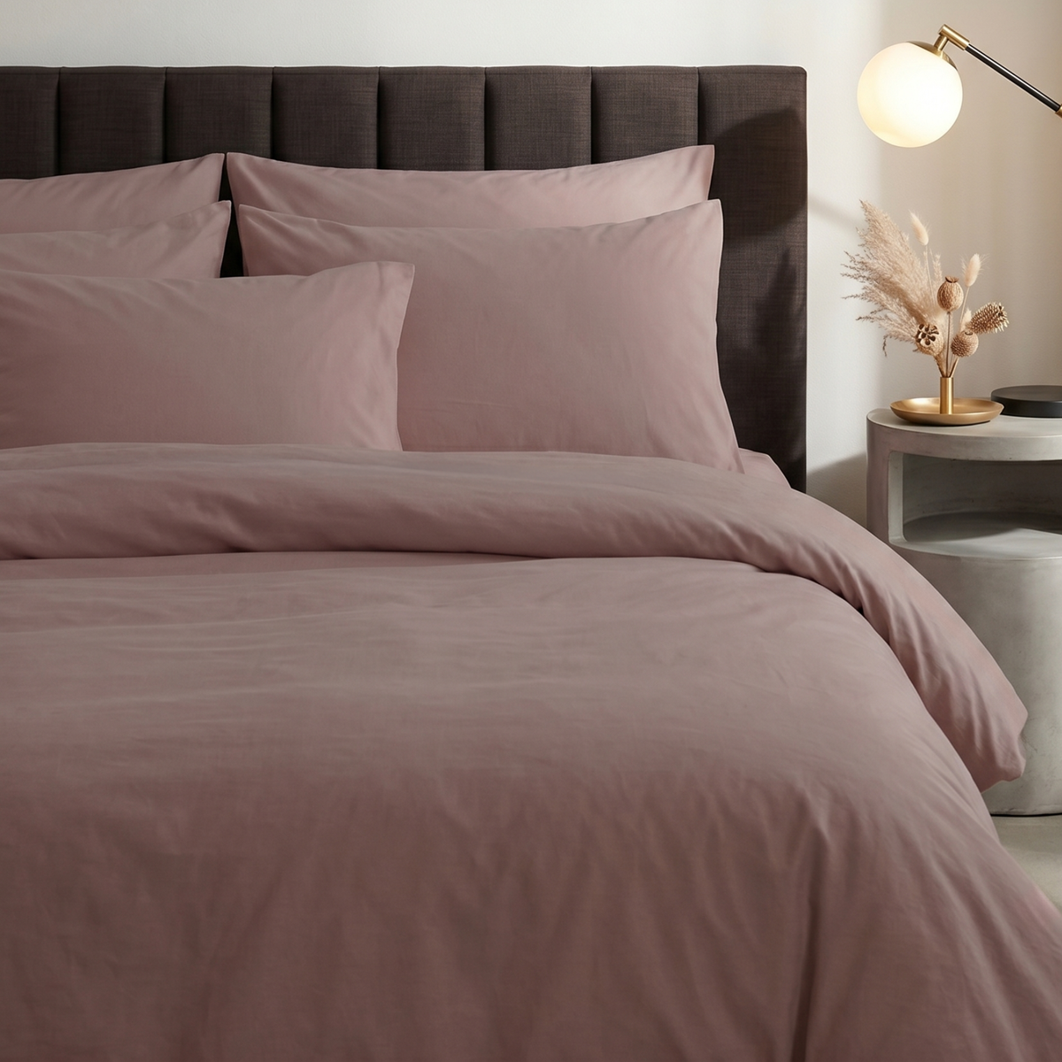 Terra Pink Percale Cotton Duvet Cover with 2 Shams