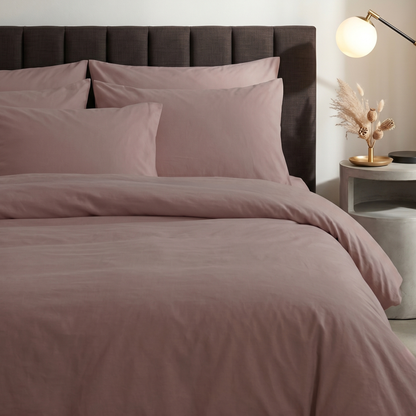 Terra Pink Percale Cotton Duvet Cover Set